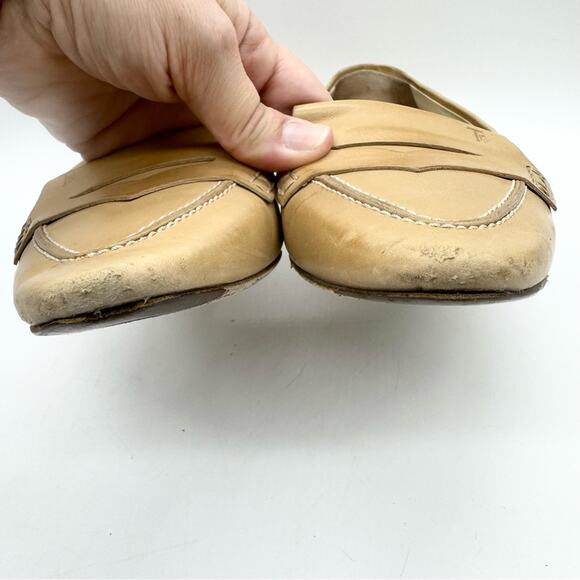 Tod's Point Toe Leather Penny Loafers Cream/Tan Size 39 Officecore Y2K Preppy - Picture 7 of 16
